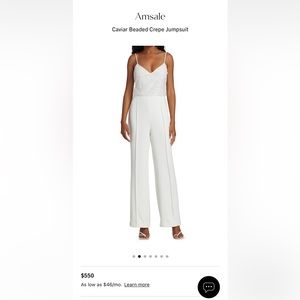 Amsale Caviar Beaded Crepe Jumpsuit- White